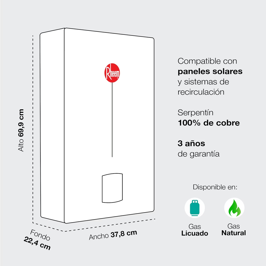 Calefont Gas Natural 13 litros Tiro Natural